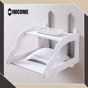 IMCOME Rak Dinding Kayu Vintage Serbaguna Minimalis Portable Tempat Penyimpanan Kamar Tidur Penyimpan Routher Wifi dan Set Up Box TV Digital
