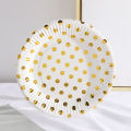 SG 10PCS Gold Silver Dot Disposable Paper Cups and Plates Set for Birthday Party. 