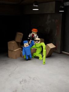 Rainbow Friends Backroom Darkroom Assembly Building Blocks Doll Peripheral Toys Model Blue Friends Doll