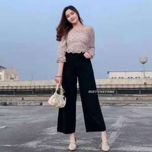 Celana Kulot Jeans Highwaist Cargo Wanita Kekinian Terbaru