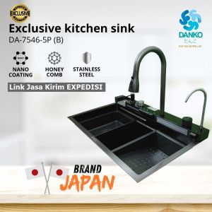 Kitchen Sink Stainless Piano Hitam Gold Bak Cuci Piring Stainless 1 2 Lubang Modern Wastafel Jumbo