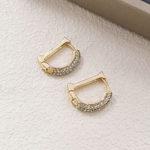 Fashionable Ring Gift 字母D金色耳扣高级感耳钉女小众设计感耳环耳饰N0815