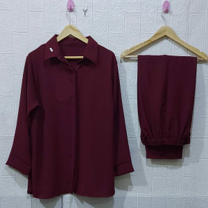 one set crinkle airflow |Setelan Wanita 2 in 1 |setelan wanita crinkle | setelan kemeja wanita jumbo