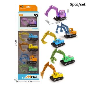 DOWNA 5/6pcs Mini Mô hình xe cần cẩu đúc loại mô phỏng Quà tặng cho cậu bé thích trượt ván Hợp Đồ chơi xe công trình 2 Kiểu Dáng Xe công trình Trẻ em bé trai