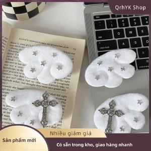 Hàng có sẵn✨ Dễ thương đôi cánh thiên thần trắng Gothic chéo tóc Clip văn hóa nhóm Y2K kẹp tóc mũ nón Phụ kiện tóc