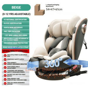 360° Rotating Baby Car Seat | 5-Point Safety Belt | Kids 0-12 Yrs | Adjustable Headrest【Luckyhome】