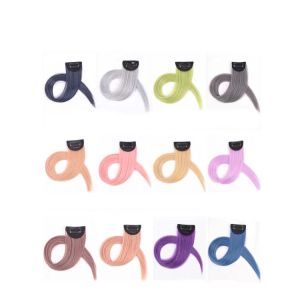 Hair Extension Wigs Piece Long straight Tinsel Hair Clip Fashion Girl Colorful Seamless Wig Multicolor
