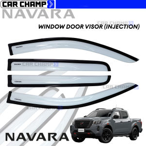 Nissan Navara 2016 to 2025 INJECTION Window Door Rain Visor BLACK WHITE Thailand Quality