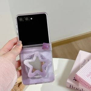 Korean Gradient Color Magnetic Phone Case For Samsung Galaxy Z Flip 7 6 5 Z Flip6 Flip7 Cover with Magsafe Stand Hinge Cases