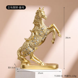 Nhựa Ngựa Vàng bức tượng văn phòng nhà cửa may mắn trang trí prancing ngựa phòng học trang trí