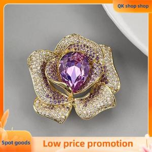 ✨QK shop✨ Fashion Exquisite Rhinestone Crystal Flower Brooch For Women Clothing Coat Jewelry Accessries Gifts