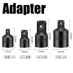 4PCS Ratchet Wrench Socket Adapter Set CR-V Steel 1/4 3/8 1/2 Drive Converter for Impact Spanner Garage Repair Hand Tools Kit