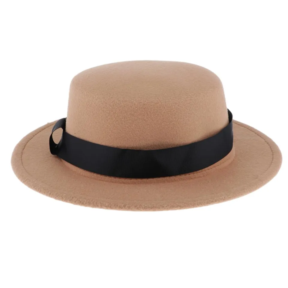 ZYEarth Vintage Fedora Hat Flat Top Jazz Hat Men Party Trilby Hat - Main Image