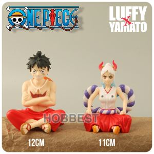 Action Figure ONE PIECE : LUFFY x YAMATO isi 2 pcs - Miniatur Pajangan Mainan Topper Kue Wano Kaido Luffytaro