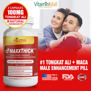 Nutri Botanics Maxxthick with Maca Horny Goat Weed Tongkat Ali - Male Enhancement Supplement for Men Health - Performance Stamina Energy