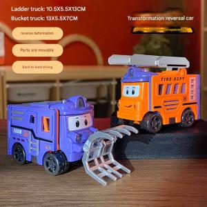 Flip deformation engineering vehicle inertia pull back car model cartoon childrens toy car