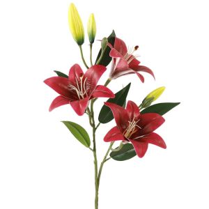 OUTOPEN 80cm Cành hoa giả Cảm ứng thật Nhựa Hoa nâu Lilium lụa Cắm hoa Thanh lịch Hoa giả Trang trí văn phòng tại nhà