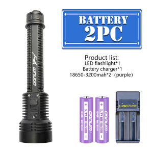 ODNUM professional diving flashlight P70 strong light LED Spearfishing dual battery can be charged 150 meters deep -sea submersible aluminum alloy dual sealing magnetic switch 13600mAh lithium battery IPX8 waterproof outdoor fishing diver water underwater