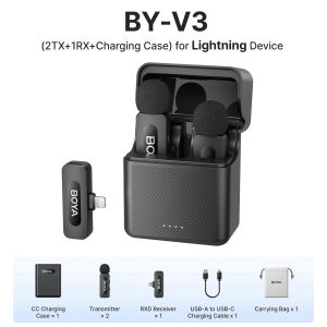 BOYA BY-V3 Micro không dây Mic ve áo chống ồn Mic Vlog gốc cho Videoke iPhone Android