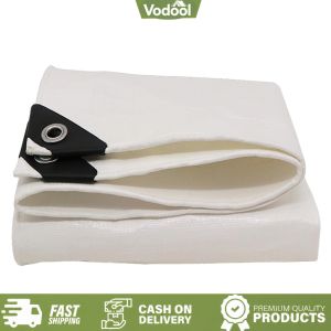 [VSC] White Multipurpose Protective Tarpaulin Cover with Grommets Thick Waterproof Poly Tarp Cover for Patio Plants Henhouse Garden Porch