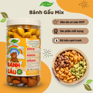 Bánh gấu nhân kem mix vị Lets Nuts hộp 450g bánh giòn kết hợp nhân kem béo món ăn vặt thu hút trẻ em