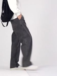 Mens Pants Autumn and Winter Ins Fashion Casual Black Jeans Men Loose Straight All-Matching Trendy Wide Leg Mens Pants㏇X0419