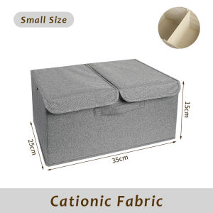 Justliving 1 cái hộp đựng đồ có 2 nắp đậy và tay cầm Thùng đựng đồ bằng vải cation/vải Oxford đóng mở được Giỏ đựng đồ hộp có ngăn chia cho gia đình/phòng ngủ/tủ quần áo/văn phòng