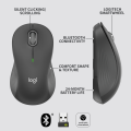 Chuột không dây Bluetooth Logitech M550 Signature - SmartWheel, giảm ồn, 400-4000DPI, Tùy chỉnh các nút, Pin 24 tháng. 