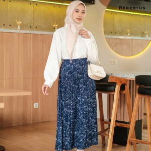 Rok Plisket Motif Denim Abstrak Wanita Premium Rebertus Eleanor