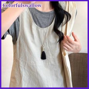 Colorfulswallow Thiết kế độc đáo 3 màu sắc bàn chải tua dây chuyền mặt dây chuyền cho phụ nữ thời trang giản dị chuỗi dài cổ trang sức quà tặng