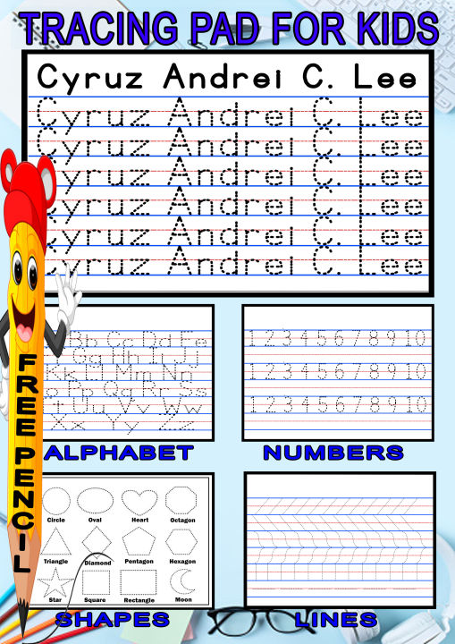TRACING PAPER PAD/TRACING NAME, ALPHABET, LINES, SHAPES 30 sheets