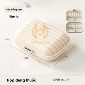 Hộp đựng thuốc mini hộp chia thuốc 7 ngày cầm tay dễ mang theo tiện dụng chất liệu nhựa PP màu trắng kem Odela House
