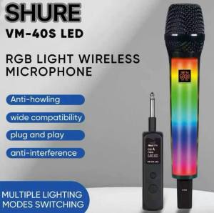 SHure VM-40S/VM-80S Professional Handheld Wireless Unidirectional Dynamic Microphone With RGB Light And Built In Rechargeable Battery