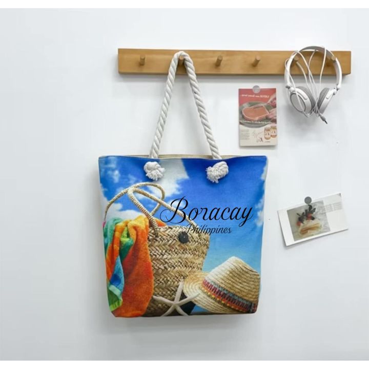 Boracay Shoulder bags for women with zipper Canvas Summer Bags