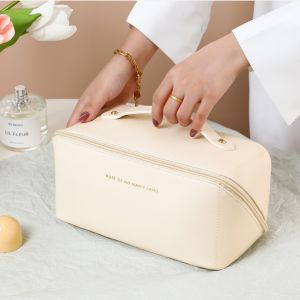 【DanLu】Cosmetic Bag Large Travel Make Up Bag Ladies Luxury PU Portable Wash Storage Bag Organizer