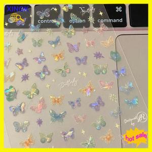 XINGK Thời Trang Tinh Tế Cánh Bướm Streamer Dán Laser Tiên Tiến Nổi Móng Tay Nghệ Thuật Dán Đầy Màu Sắc Bướm Cổ Tích Dán