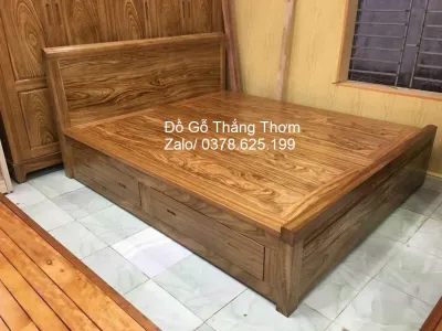 giường gỗ hương xám ngăn kéo