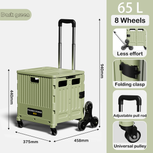 Hisoa Large Foldable Shopping Cart Trolley Climber Foldable Market Trolley Hand Pull Trailer