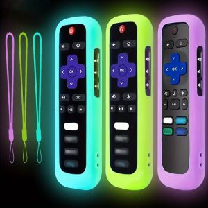 OWNNEW Silicone Remote Control Cover Luminous With Rope Remote Control Case Durable Anti-Slip Remote Control Sleeve for TCL Hisense Roku TV Smart TV Accessories