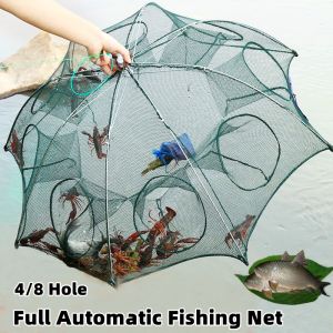 Automatic Folding Portable Nylon Fishing Net Shrimp Cage Fish Trap Net Fish Shrimp Crab Trap Jala Jaring Ikan Moden)
