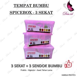 SPICEBOX TEMPAT BUMBU DAPUR 3in1 FREE SENDOK - RAK BUMBU DAPUR - KOTAK BUMBU SEASONING BOX