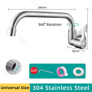 Stainless steel 304 Sink Wall-Mounted Faucet Kitchen Tap Water Saving