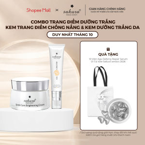 Bộ đôi kem trang điểm chống nắng CC Cream và kem dưỡng trắng da Spots Care Sakura 40ml + 45g