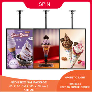 NEON BOX SLIM LED LIGHT BOX Menu Paket 3in1 60x80cm ( 180x80cm ) - Tanpa Printing & Include Printing - POTRAIT