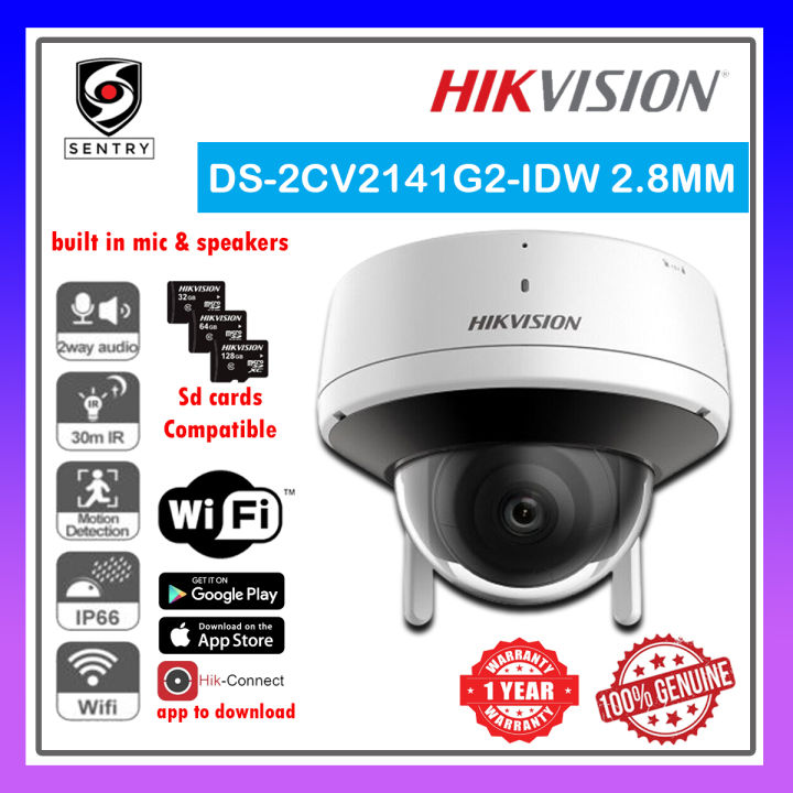 Hikvision DS-2CV2141G2-IDW 4MP Wifi Camera 2-Way Audio Outdoor Fixed Dome  Network Camera Lazada PH