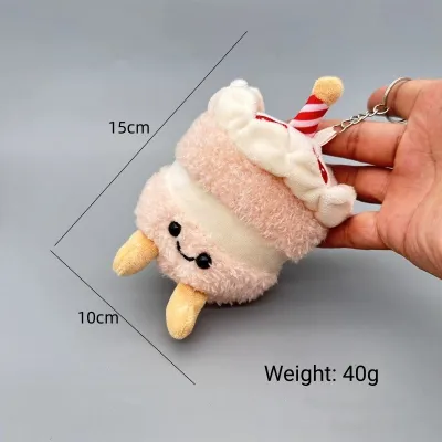 TasbagShop Cute Imitation Food Bag Pendant Plush Keychain Pendant French Fries Cake Creative Bag Charm