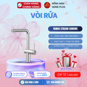 Vòi rửa bát thân mềm 3 đường nước Konox Combi Chrome nóng lạnh kết hợp nước RO