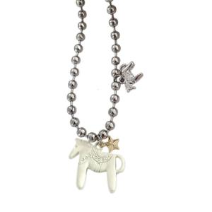 Trendy Horse Charm Necklace Hypoallergenically Titanium Steel 3 Colors 44cm Length Neckchain Perfect Daily Accessory