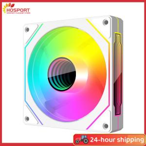 【HOSPORT】12cm ARGB 5V 3Pin 4 Pin PWM Quiet Cooling Fan Infinity Mirror Silent Ventilador 800-1800 RPM for PC Cooler and Case