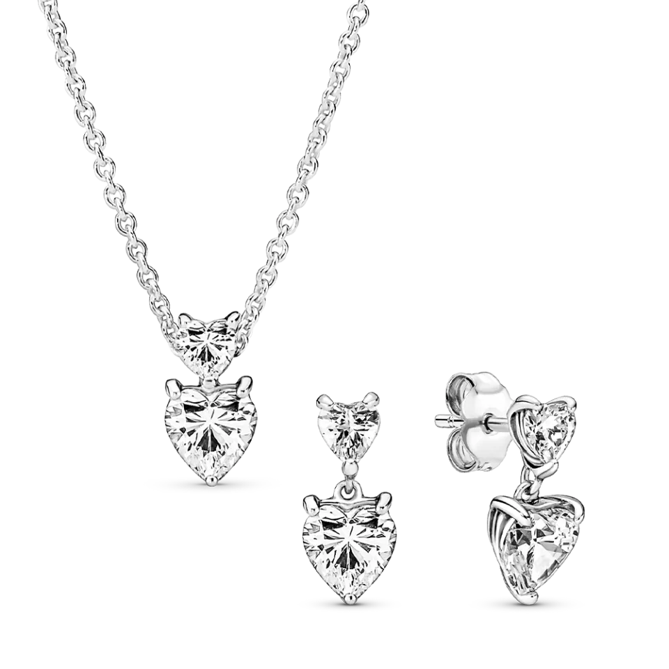 Pandora Timeless Hearts Necklace Earring Gift Set Lazada Singapore